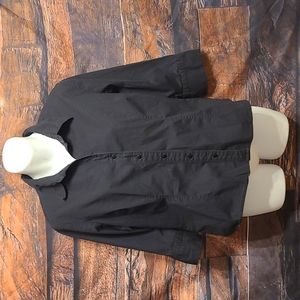 St. John's Bay Stretch Black V Neck ¾ Sleeve Dress Shirt